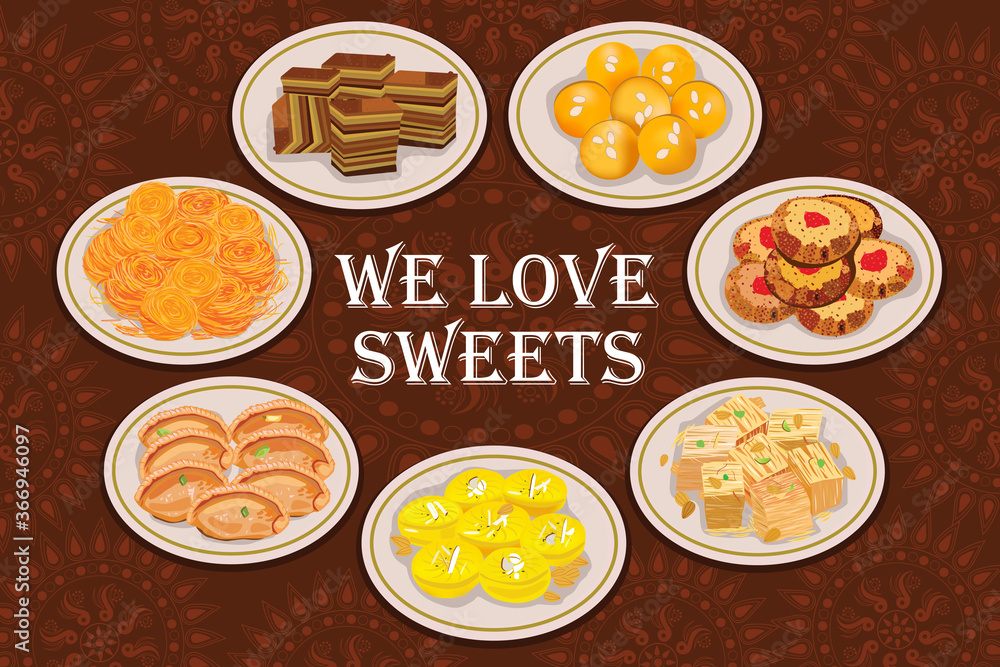 Collection of variety of Indian sweets Collection of variety of Indian sweets