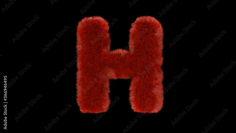 Fluffy hair fur text typography with alpha channel H Fluffy hair fur text typography with alpha channel H