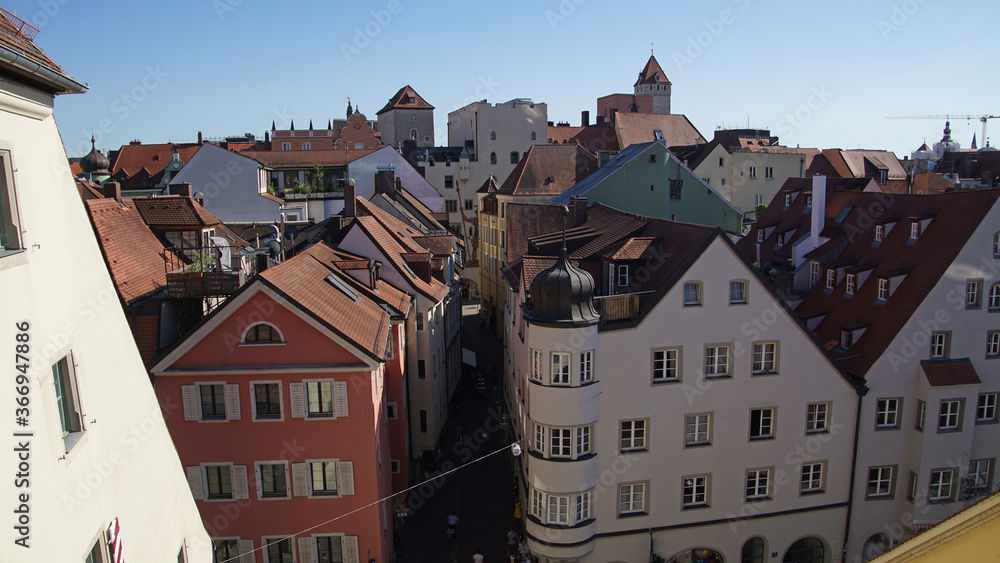 Blick von oben in die Regensburger Altstadt