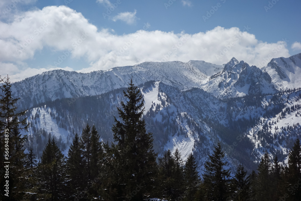 snow covered mountains in winter