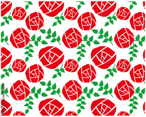 バラの花柄の背景イラスト　シームレスパターン