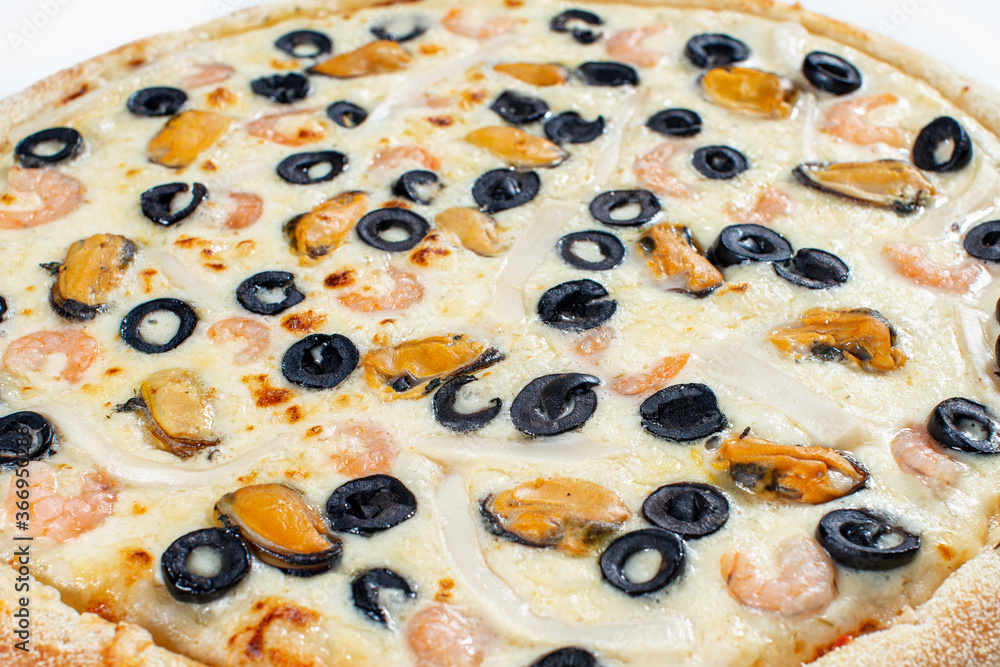 Close-up photo of Marinara pizza toppings. Traditional italian cuisine Close-up photo of Marinara pizza toppings. Traditional italian cuisine