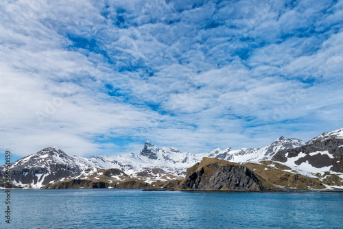 Coastline and clouds, Right Whale Bay, South Georgia, Antarctic © Gabrielle