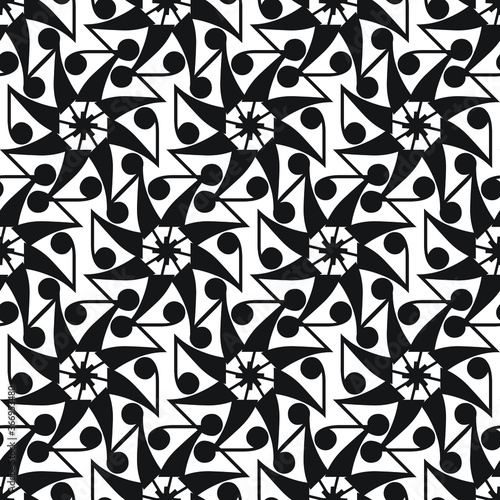 Repeating pattern on a white background of sharp black star shapes close together  geometric vector illustration