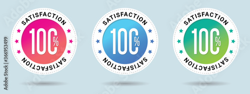 100% Satisfaction Guarantee stamp vector illustration. Vector certificate icon. Set of 3 beautiful color gradients. Vector combination for certificate in flat style.