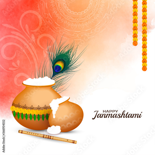Beautiful Indian festival Happy Janmashtami background