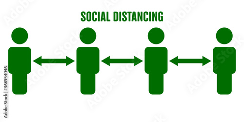 Green social distancing vector sign.