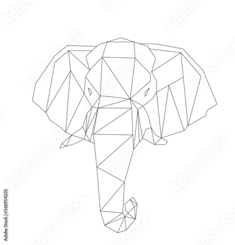 simple vector line art of elephant head 