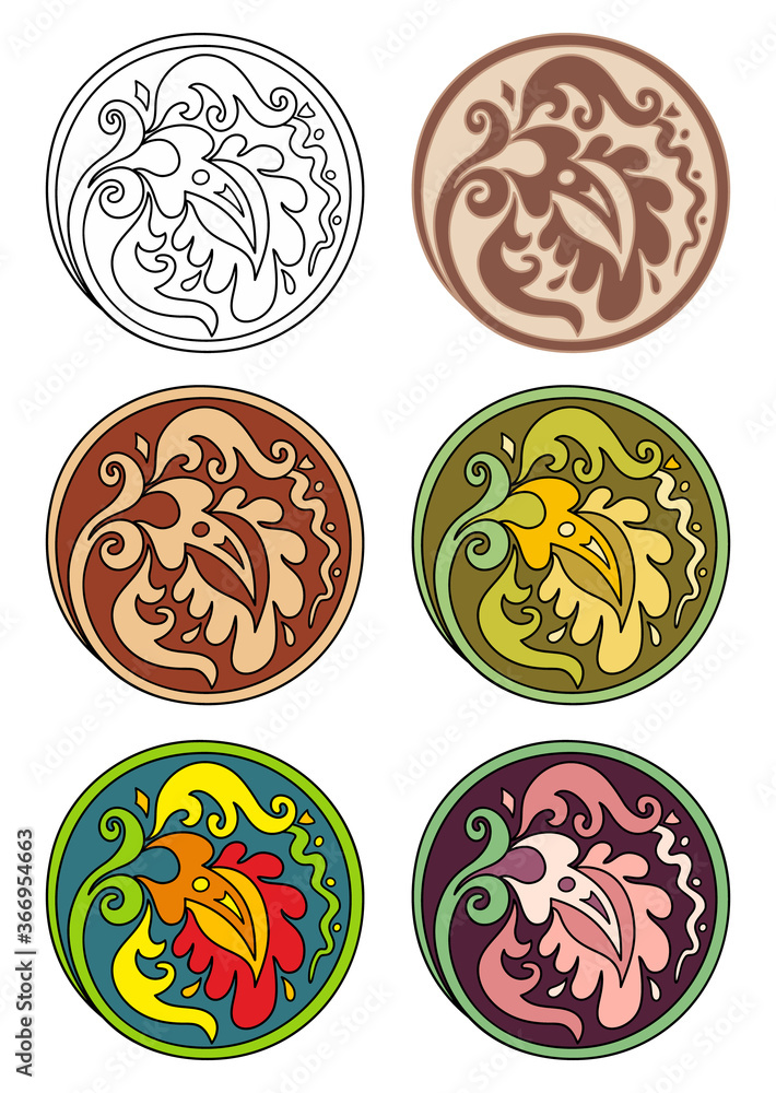 Vector set of circles with floral elements Vector set of circles with floral elements