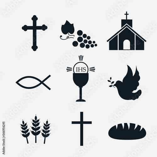 Symbol ikona kościół katolicki ryba IHS gołębica