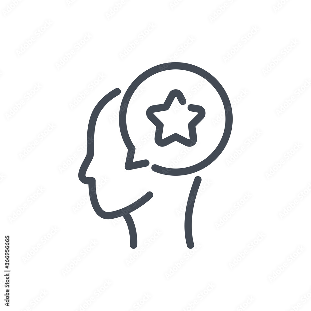 Advertising Promotion line icon. Head with Chat and Star vector outline sign. Advertising Promotion line icon. Head with Chat and Star vector outline sign.