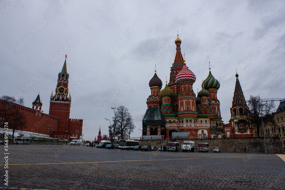 St. Basil's Cathedral in Moscow on Red Square in January