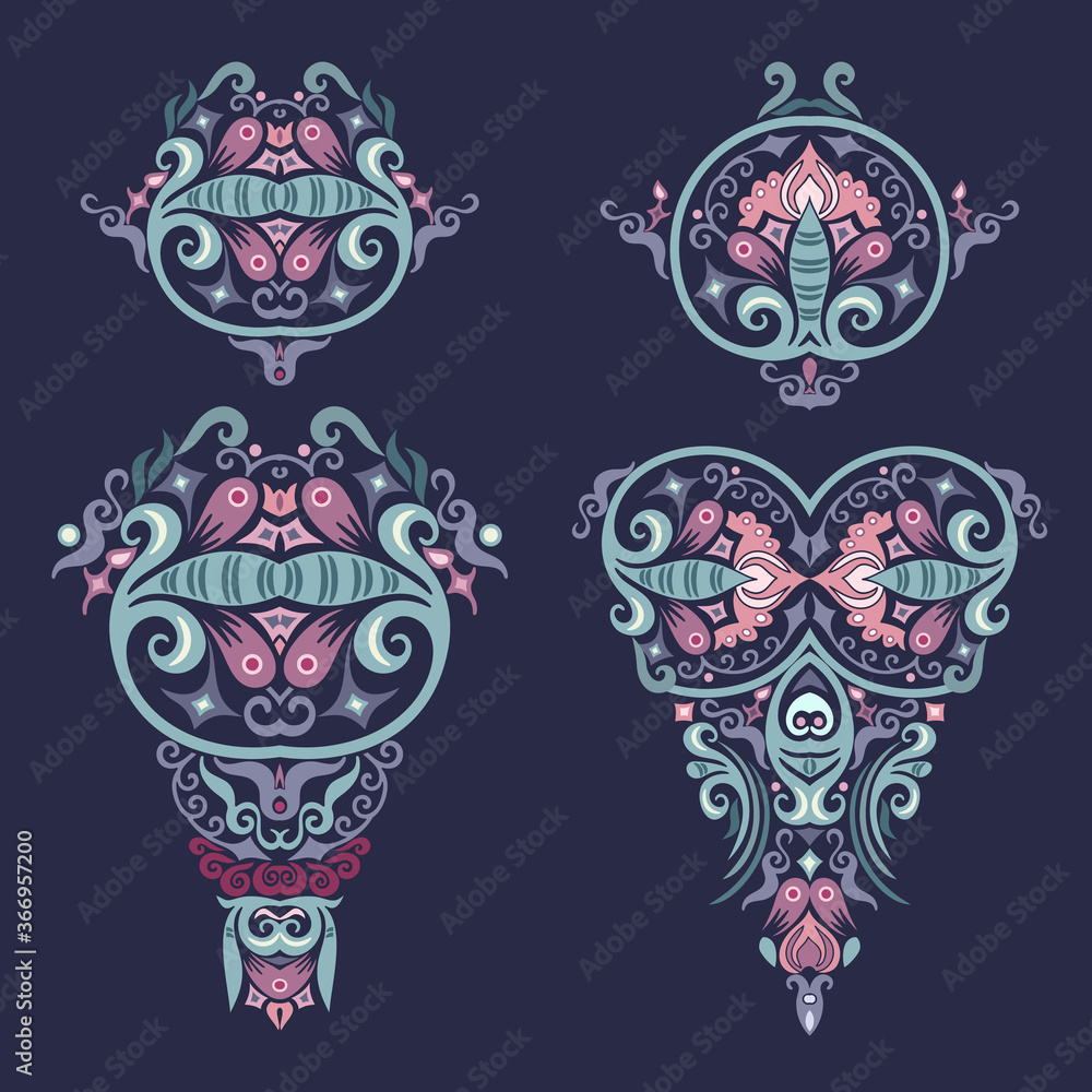 Fototapeta premium Vector ornamental nature vintage design elements