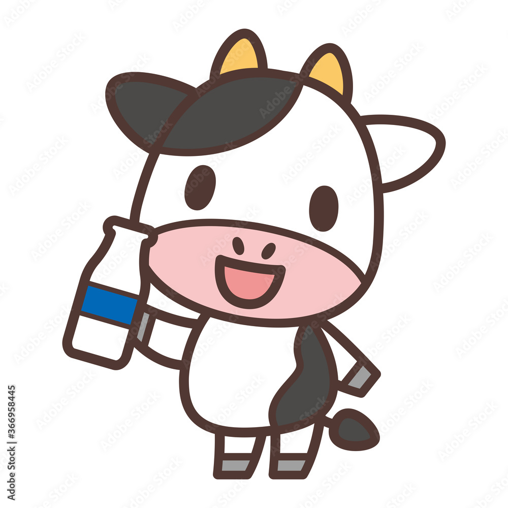 funny cow cartoon-Cow character drinking milk funny cow cartoon-Cow character drinking milk