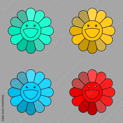 set of flowers