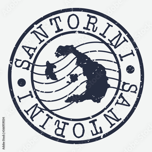 Santorini Greece Stamp Postal. Map Silhouette Seal. Passport Round Design. Vector Icon. Design Retro Travel.