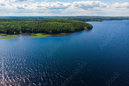 Aerial view of lake Paijanne, Paijanne National Park, Finland.