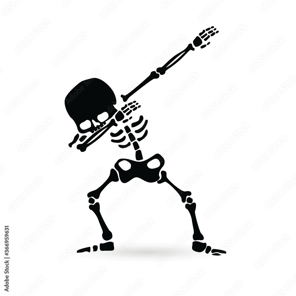 Black skeleton doing dab dance move, isolated vector design Black skeleton doing dab dance move, isolated vector design