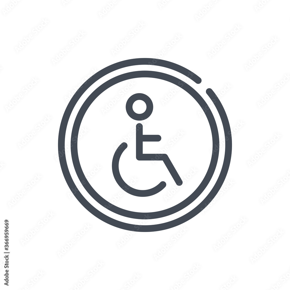 Place for a Disabled Person line icon. Disabled Handicap vector outline sign. Place for a Disabled Person line icon. Disabled Handicap vector outline sign.