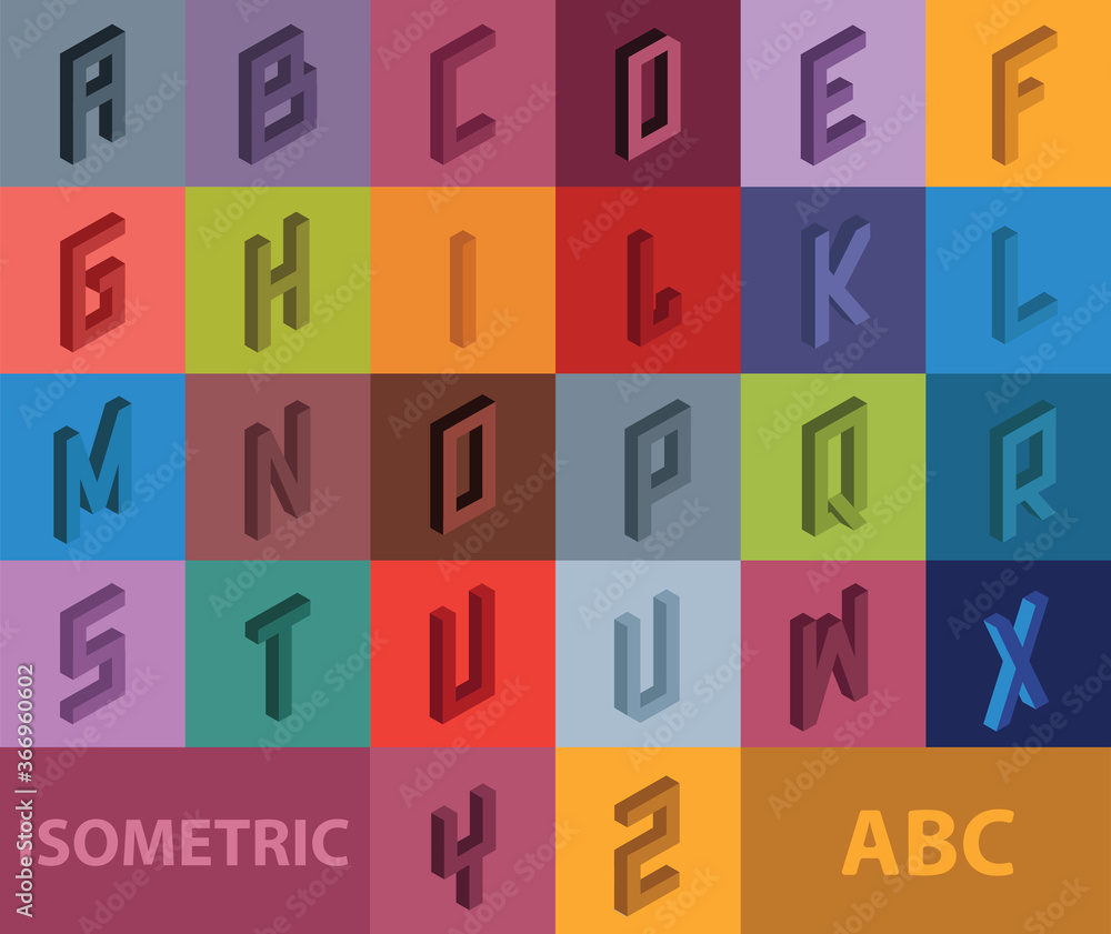 Isometric 3d alphabet (color)