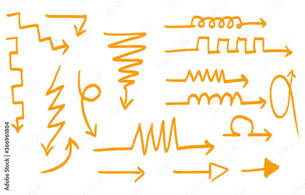 set of hand drawn arrows isolated on white background set of hand drawn arrows isolated on white background
