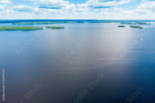 Aerial view of lake Paijanne, Paijanne National Park, Finland.