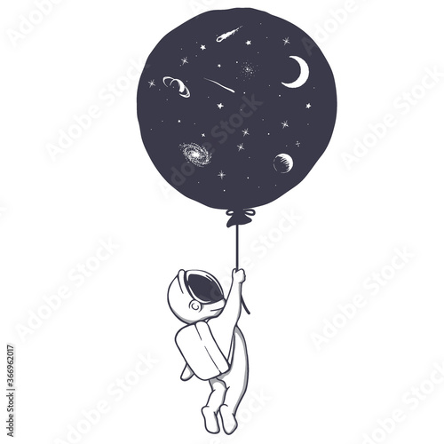 Astronaut and space balloon