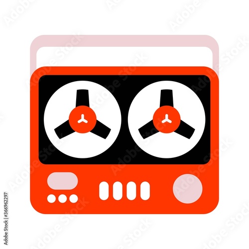Old fashioned tape recorder vector illustration. Retro magnetophone icon.