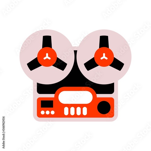 Old fashioned tape recorder vector illustration. Retro magnetophone icon.