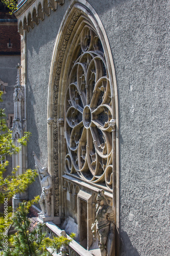 Beautiful gothic window in Vaidahunyad Castle in Budapest. Hungary photo