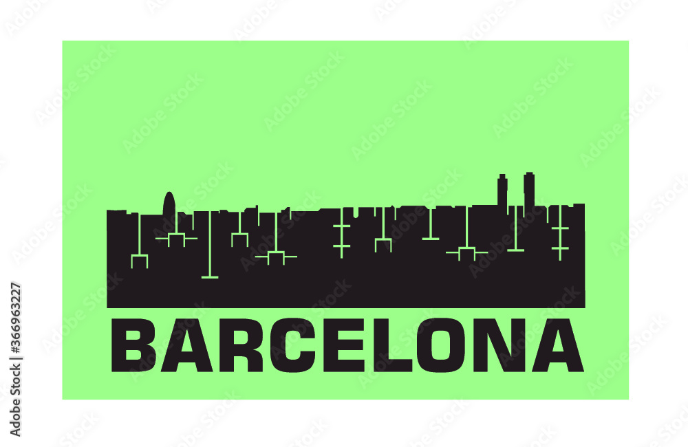 Barcelona,Spain city skyline  vector silhouette