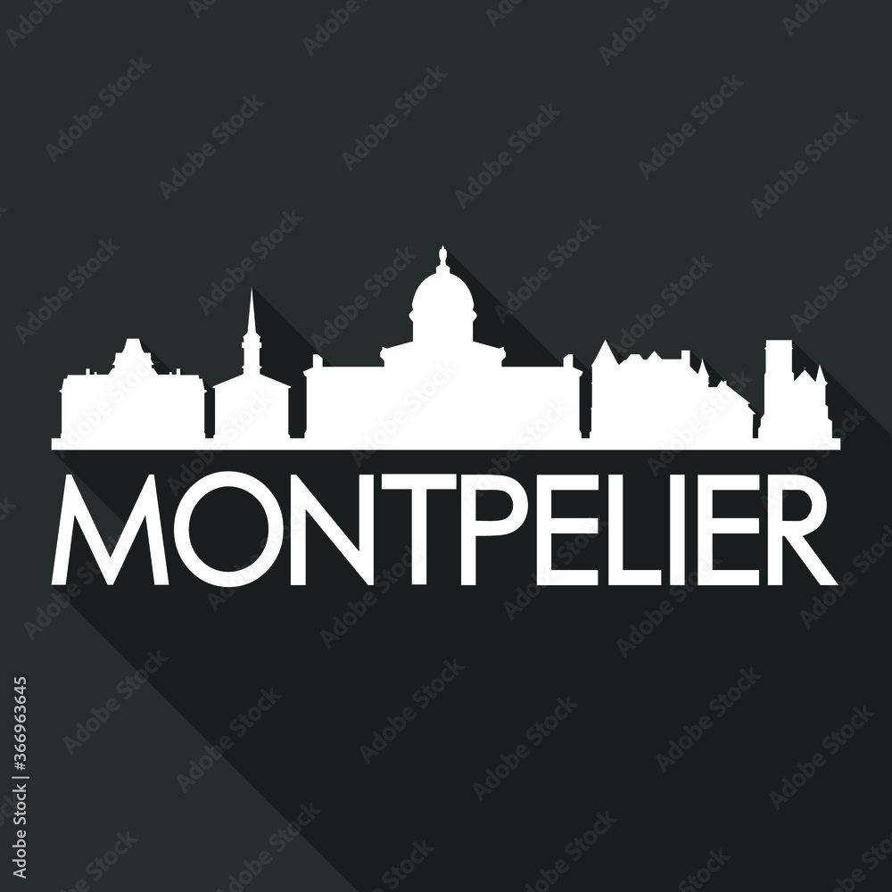 Montpelier Flat Icon Skyline Silhouette Design City Vector Art Famous Buildings.