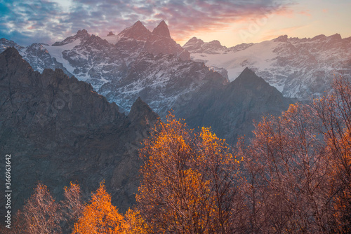 Caucasus mountains in autumn.