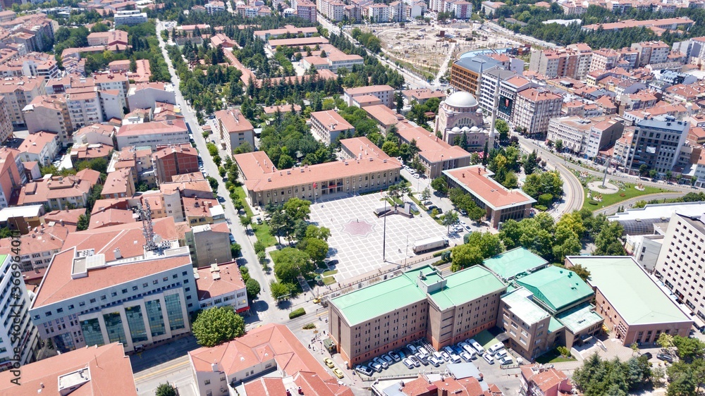 Aerial view of Eskisehir city, Turkey. 