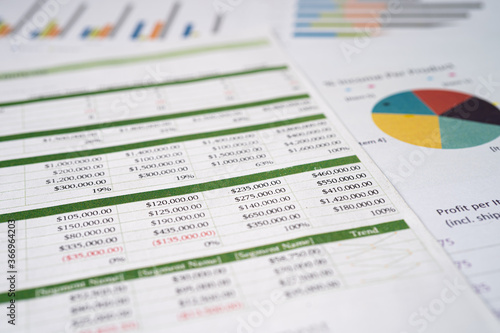 Wall Mural Spreadsheet table paper with pencil