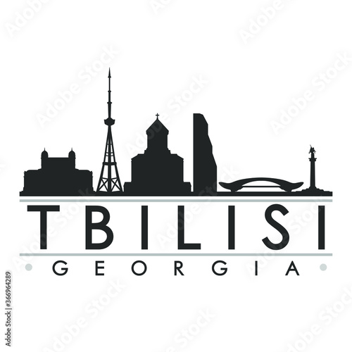 Tbilisi Skyline Silhouette Design City Vector Art Famous Buildings.