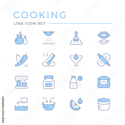 Cooking related set color line icons