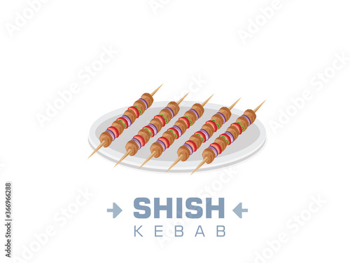 Shish kebab on plate