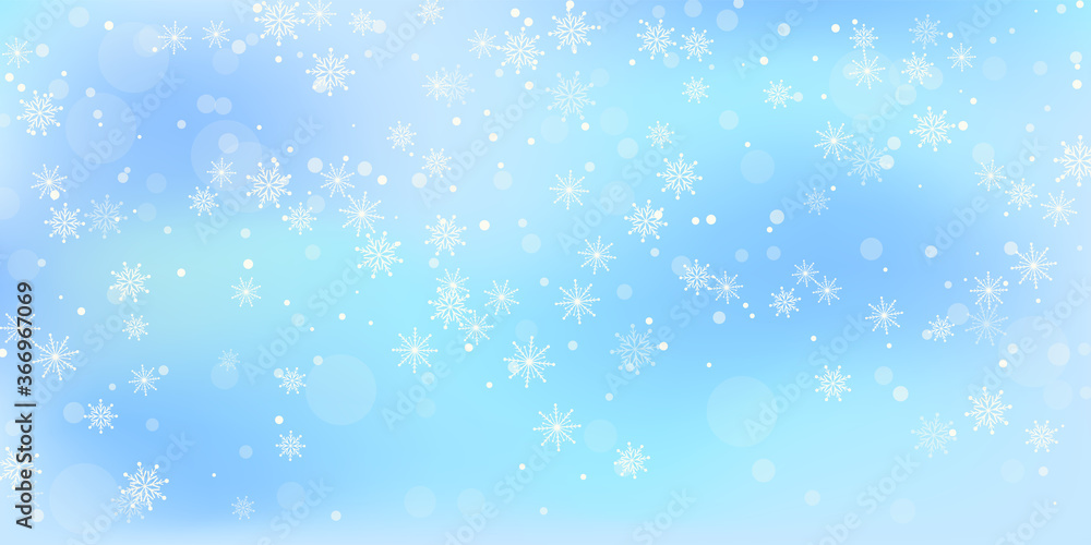Snowflakes. Snow, snowfall. Falling scattered white snowflakes on a gradient background. Vector Snowflakes. Snow, snowfall. Falling scattered white snowflakes on a gradient background. Vector