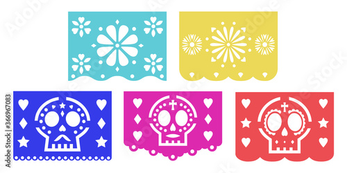 Mexican bunting papel picado for the Day of the Dead decoration.