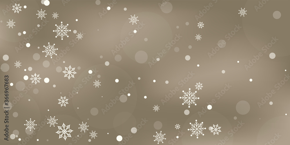 Fototapeta Snowflakes. Snow, snowfall. Falling scattered white snowflakes on a gradient background. Vector