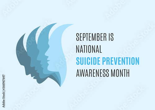 September is National Suicide Awareness Month vector. Man face with depression vector. People with depression icon vector. Sadness abstract vector illustration. Mental health icon