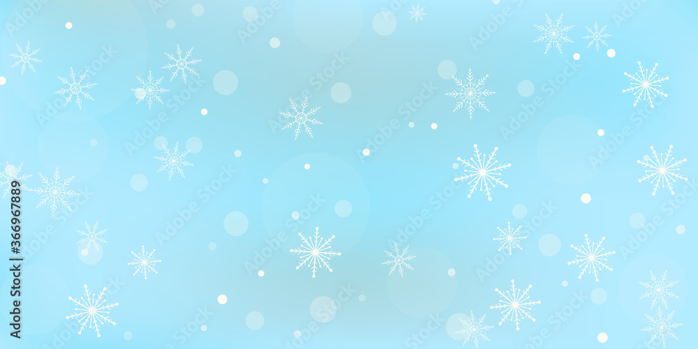 Snowflakes. Snow, snowfall. Falling scattered white snowflakes on a gradient background. Vector Snowflakes. Snow, snowfall. Falling scattered white snowflakes on a gradient background. Vector