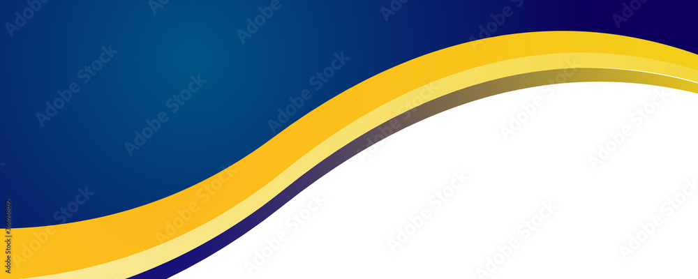 Abstract bright blue and yellow white curve wave business banner background - obrazy, fototapety, plakaty 