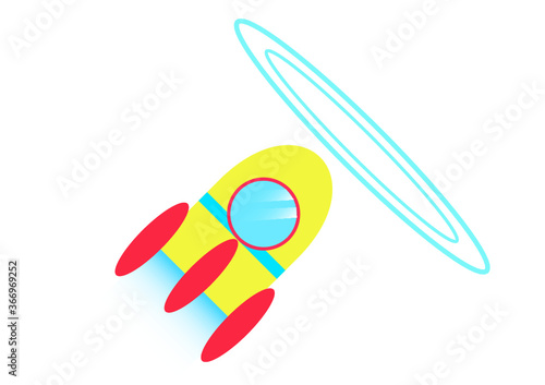 宇宙へ発射しているロケットのイラスト