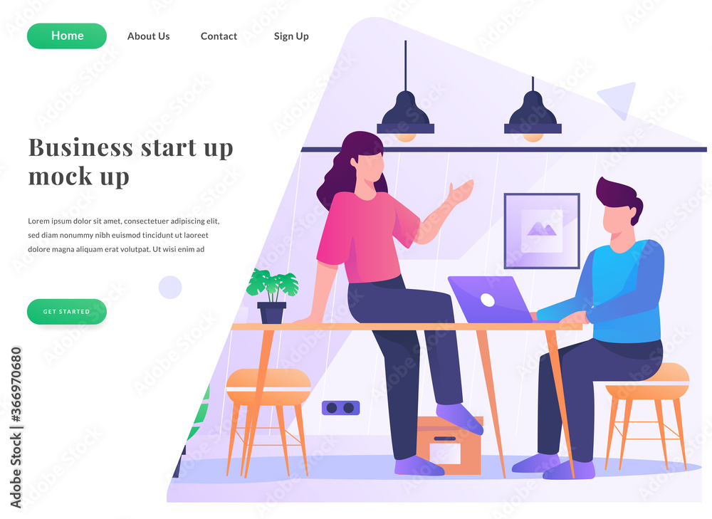 web langing page talking on cafe