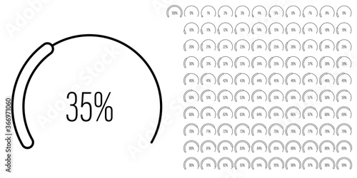 Set of circular sector percentage diagrams meters from 0 to 100 ready-to-use for web design, user interface UI or infographic - indicator with black