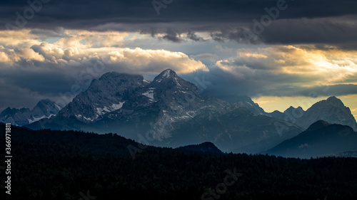 mountain alps clouds view