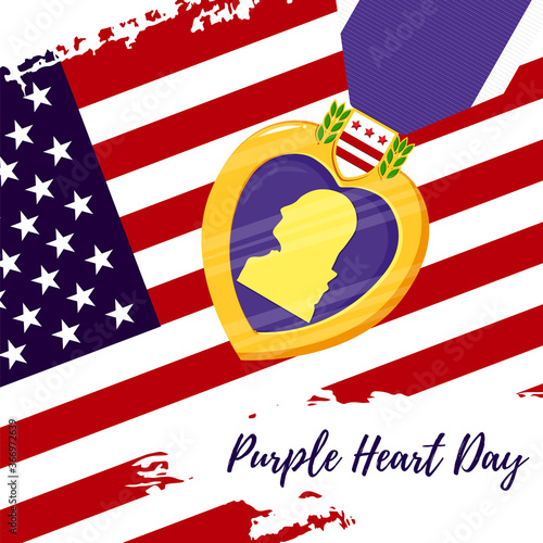 Vector template card Purple Heart Day photo