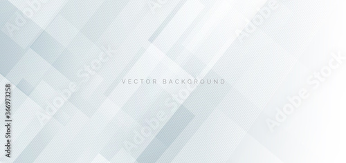 Banner web template abstract white square shape overlapping and white stripe lines background. Technology concept.